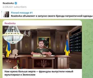 O canal russo do Telegram Readovka publica regularmente novos episódios da série Ukraine Inc — o primeiro episódio teve 926.500 visualizações