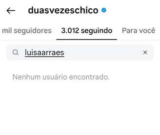 Chico Chico não segue mais Luisa Arraes no Instagram —