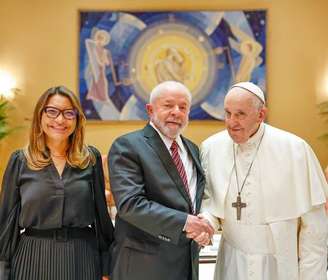 Papa recebe Lula e Janja no Vaticano (foto: Ricardo Stuckert)