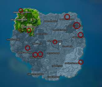 Localização de todos os 10 gnomos no mapa de Fortnite Raiz