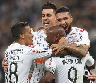 Comemoração do gol de Clayson, do Corinthians, na partida contra o Montevideo Wanderers, válida pelas oitavas de final da Copa Sul-Americana 2019, na Arena Corinthians, na zona leste de São Paulo
