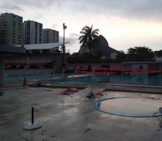 Sede do Flamengo avariada pelas chuvas que caíram no Rio de Janeiro.