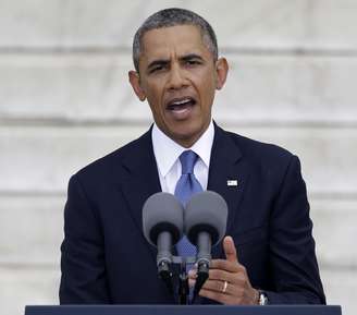 <p>Barack Obama discursa em 28 de agosto de 2013 pelos 50 anos da Marcha sobre Washington, de 1963</p>