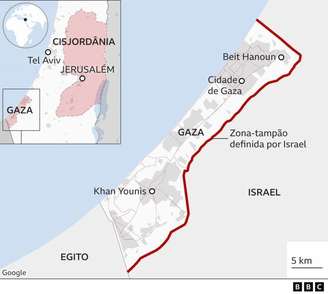 Com 41 km de comprimento e 10 km de largura entre Israel, Egito e Mar Mediterrâneo, território equivale a um quarto da cidade de São Paulo e tem uma das maiores densidades do mundo, abrigando cerca de 2,3 milhões de pessoas