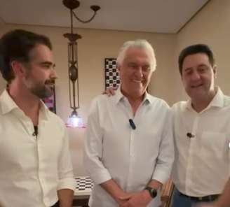 Eduardo Leite, Ronaldo Caiado e Ratinho Júnior no anúncio da candidatura do governador de Goiás