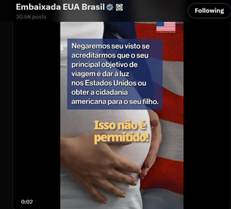Vídeo alertar brasileiras que cogitam maternidade nos EUA 
