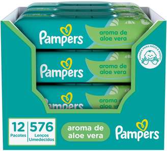  Pampers Lenços Umedecidos Aroma de Aloe Vera 48 Unidades (pacote de 12)
