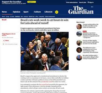 O jornal britânico The Guardian classificou a aprovação do fim da 6x1 como uma “vitória” para Lula.