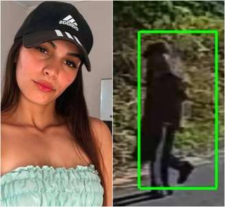 A vítima, Isabelly Ferreira, e a pessoa suspeita de atacar ela com um ácido (Fotos: Reprodução)