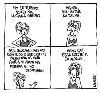 Cartunista Laerte manifestou seu apoio à reeleição de Dilma Rousseff (PT) à Presidência em um quadrinho
