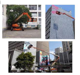 Imagens anexadas a processo mostram que grafite no Edifício Renata Sampaio Ferreira foi feito a partir de estacionamento vizinho