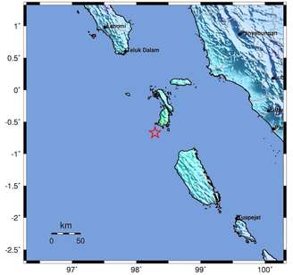 Terremoto de magnitude 6,1 ocorreu a 160 quilômetros a sudoeste de Nias Selatan, na ilha de Sumatra, no oeste da Indonésia.