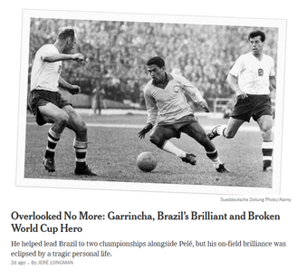 The New York Times publica obituário de Garrincha 