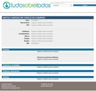 Site oferece dados pessoais de brasileiros