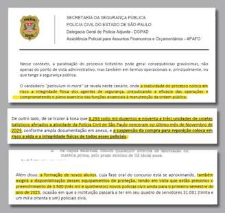 Relatório da Polícia Civil de São Paulo alerta para riscos dos mais de 8,2 mil coletes vencidos à vida de policiais e à eficácia de operações policiais.