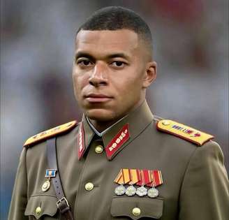 Meme de Kylian Mbappé na figura de um ditador