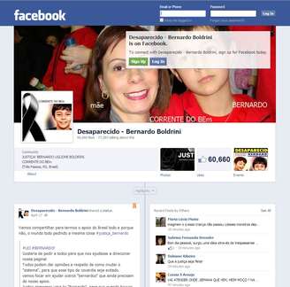 <p>Página na rede social foi criada para ajudar nas buscas de Bernardo Uglione Boldrini e propõe a criação da "Lei Bernardo"</p>