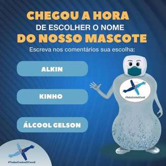 Governo do DF faz enquete para nome de mascote contra covid: Álcool Gelson, Kinho ou Alkin