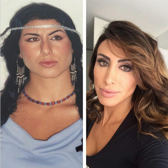 Jaque Khury na adolescência e atualmente com 15kg a menos