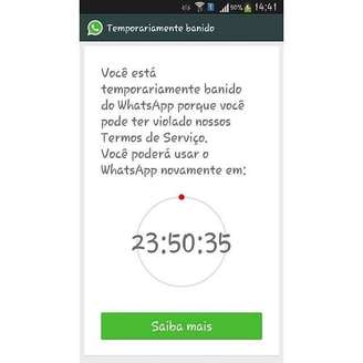<p>A mensagem de bloqueio aparece no alto da tela temporariamente banido</p>