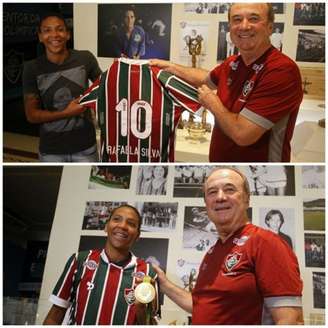 Rafaela Silva recebeu camisa do Fluminense das mãos de Levir Culpi (Foto: Nelson Perez/Fluminense F.C.)