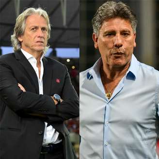 Jorge Jesus, técnico do Flamengo, e Renato Gaúcho, do Grêmio
