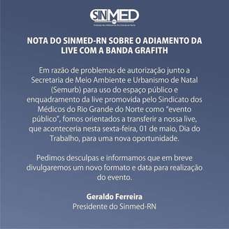 Nota emitida pelo Sindicato dos Médicos do Rio Grande do Norte.