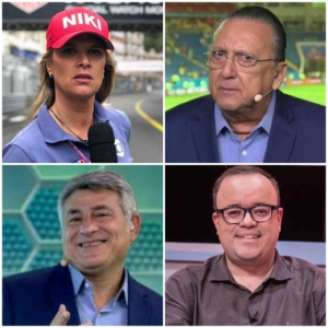Mariana Becker, Galvão Bueno, Cléber Machado e Everaldo Marques participavam das transmissões da Globo (Reprodução)