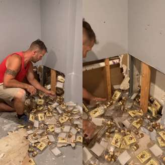 Garrafas são encontradas na parede