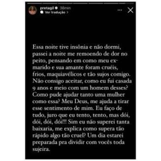 Preta Gil entrou em sofrimento profundo enquanto lutava contra o câncer; cantora foi abandonada pelo ex-marido Rodrigo Godoy
