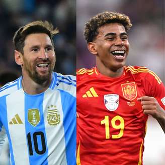 Messi e Yamal (Fotos: Marcelo Endelli/Getty Images e Stu Forster/Getty Images)