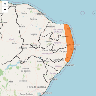 Perigo de chuva em Pernambuco.
