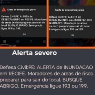 Aviso da Defesa Civil no celular.