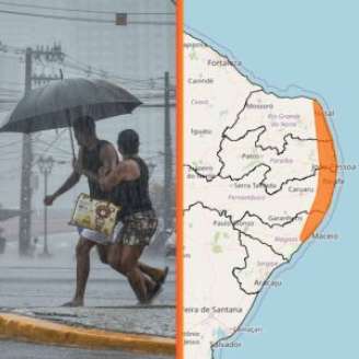 Previsão de chuva, segundo Inmet.