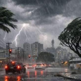 Alerta severo de tempestades no Brasil.