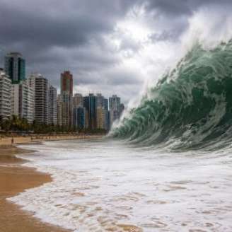 Foto ilustração de ondas gigantes no Litoral de Recife