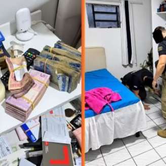 Foram apreendidos um revólver e dinheiro em espécie.