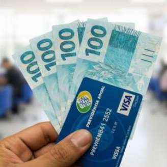 Cartão da Previdência Social e dinheiro.