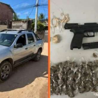 Polícia Militar apreende arma e drogas e recupera veículo roubado durante operação em Olinda.