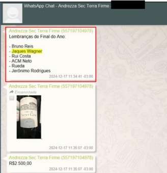 Secretária envia a Augusto Lima lista de lembranças de final de ano com políticos