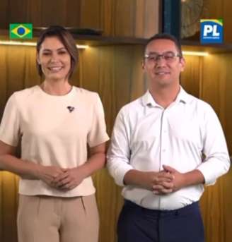 Michelle Bolsonaro ao lado de seu irmão de criação, Carlos Eduardo Antunes Torres