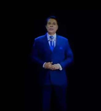 Imagem de Silvio Santos feita por IA em festa de lançamento do SBT News