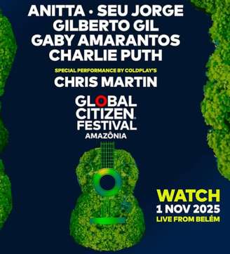 Material de divulgação do Global Citizen Festival Amazônia; evento acontece neste sábado, 1.º, em Belém, com transmissão ao vivo no restante do Brasil