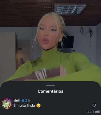 Comentário de Vini Jr. em foto de Virginia Fonseca.