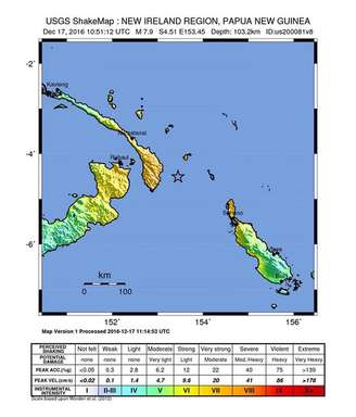 O epicentro do tremor foi localizado a 103,2 quilômetros de profundidade e a 46 quilômetros ao leste de Taron.