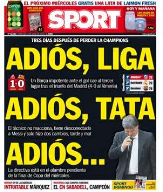 <p>Jornal Sport sugeriu demissão de Tata Martino após fracassos recentes</p>