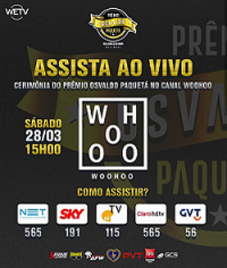 Prêmio Osvaldo Paquetá será realizado no sábado (28), com transmissão do Canal Woohoo (Foto: Divulgação)