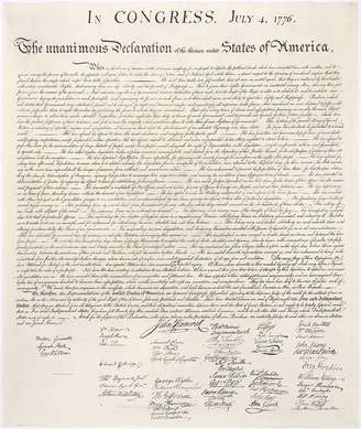<p>A Declaração da Independência dos Estados Unidos</p>