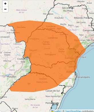 Diferentes regiões de SP têm risco de tempestade com perigo, segundo Inmet.