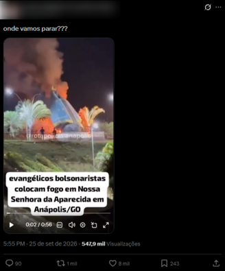 Publicação omite que o caso é antigo e não foi causada por atitude criminosa